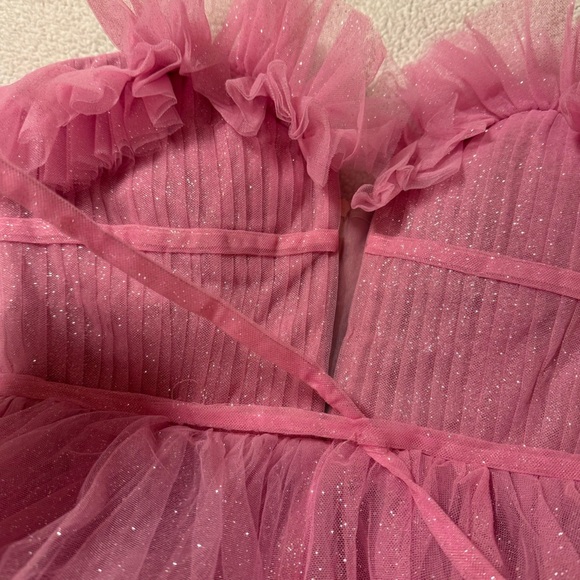 MAC DUGGAL Strapless Glitter Tulle Gown Sparkle Maxi Dress Pink Formal prom - Picture 13 of 17